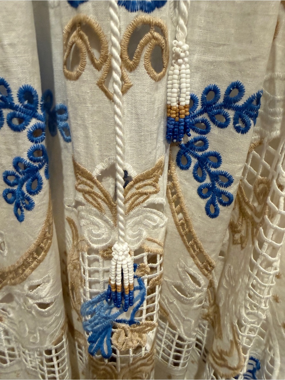 FARM Rio White Maxi Dress with Blue Floral Embroidery - Picture 11 of 11